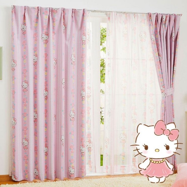 新品未使用♥　ハローキティ　カーテン100×200　遮光　遮熱 ハローキティ 2級遮光遮熱カーテン 幅100×200丈 2枚組 サンリオ Sanrio