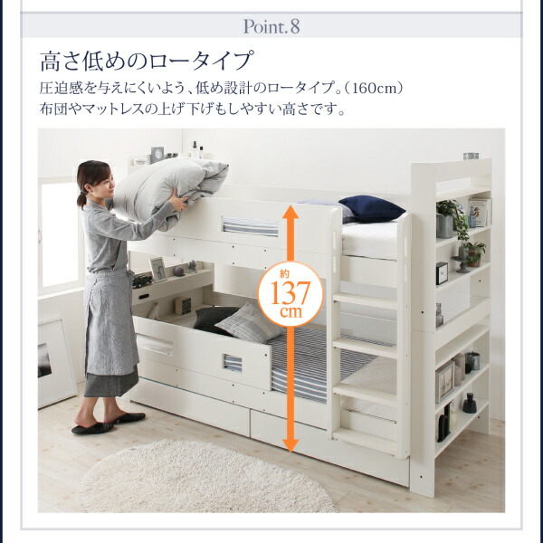 クイーンサイズベッドにもなるスリム2段ベッド ベッドフレームのみ スタンダード クイーン 組立設置付 現在表示中