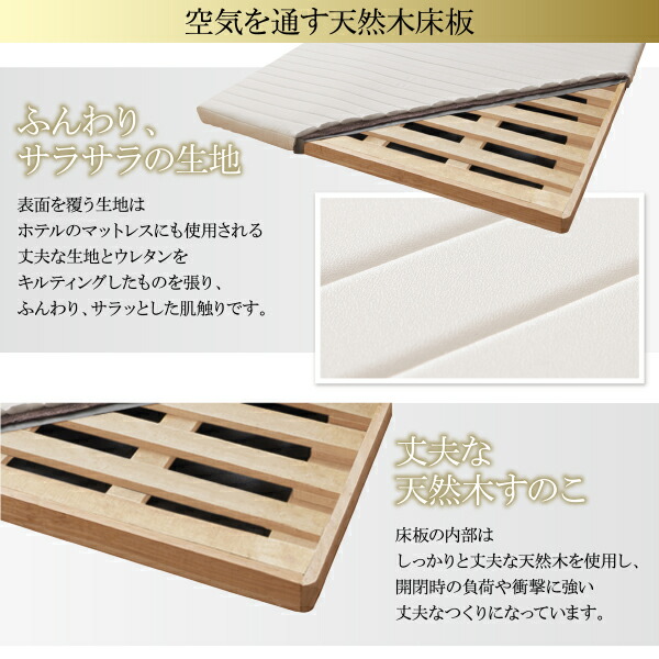 すのこベッド すのこ ベッド シングルベッド ベッドフレーム 薄型プレミアムボンネルコイルマットレス付き 縦開き クイーン(SS×2) グランド 組立設置付