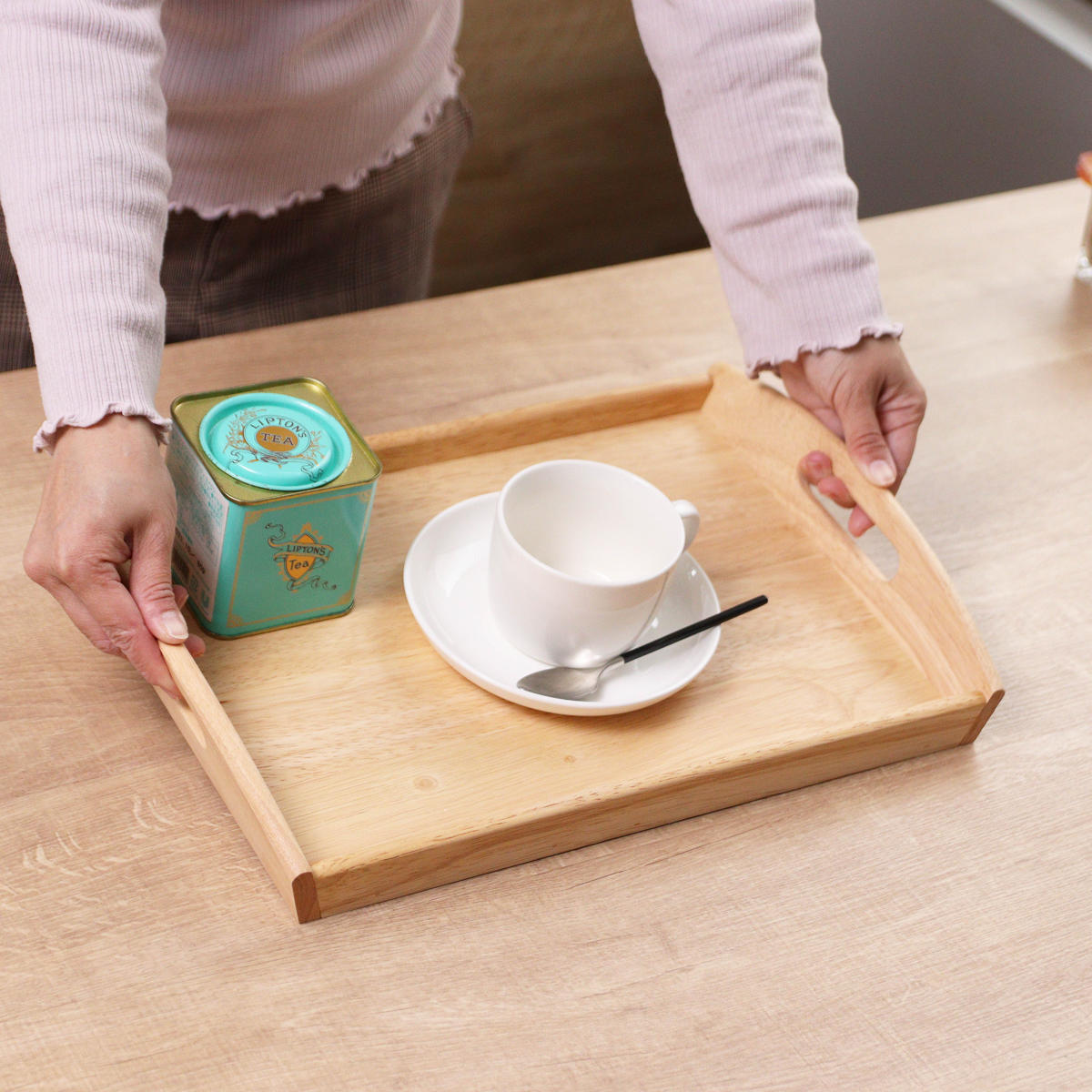 パール金属 お盆 トレー 角型 木製 （ 木製トレー トレイ キッチン