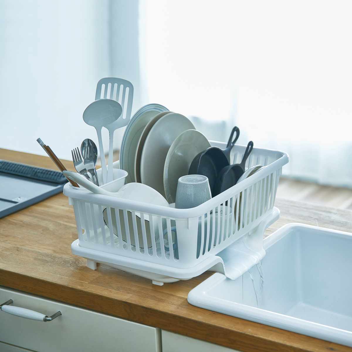 水切りかご 縦型 カトラリーポケット付き ( ...の詳細画像2