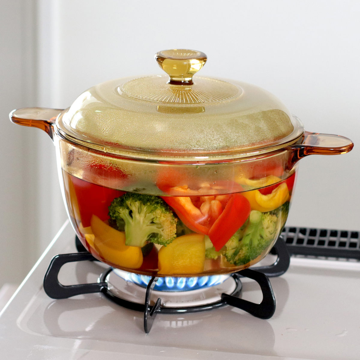 パール金属 両手鍋 21.5cm ガス火専用 ガラス製 VISIONS 2.5L クック