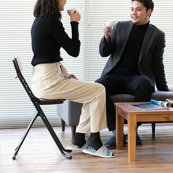 ルネセイコウ 折りたたみ椅子 2脚セット 高さ調節 6段階調節 リリィ