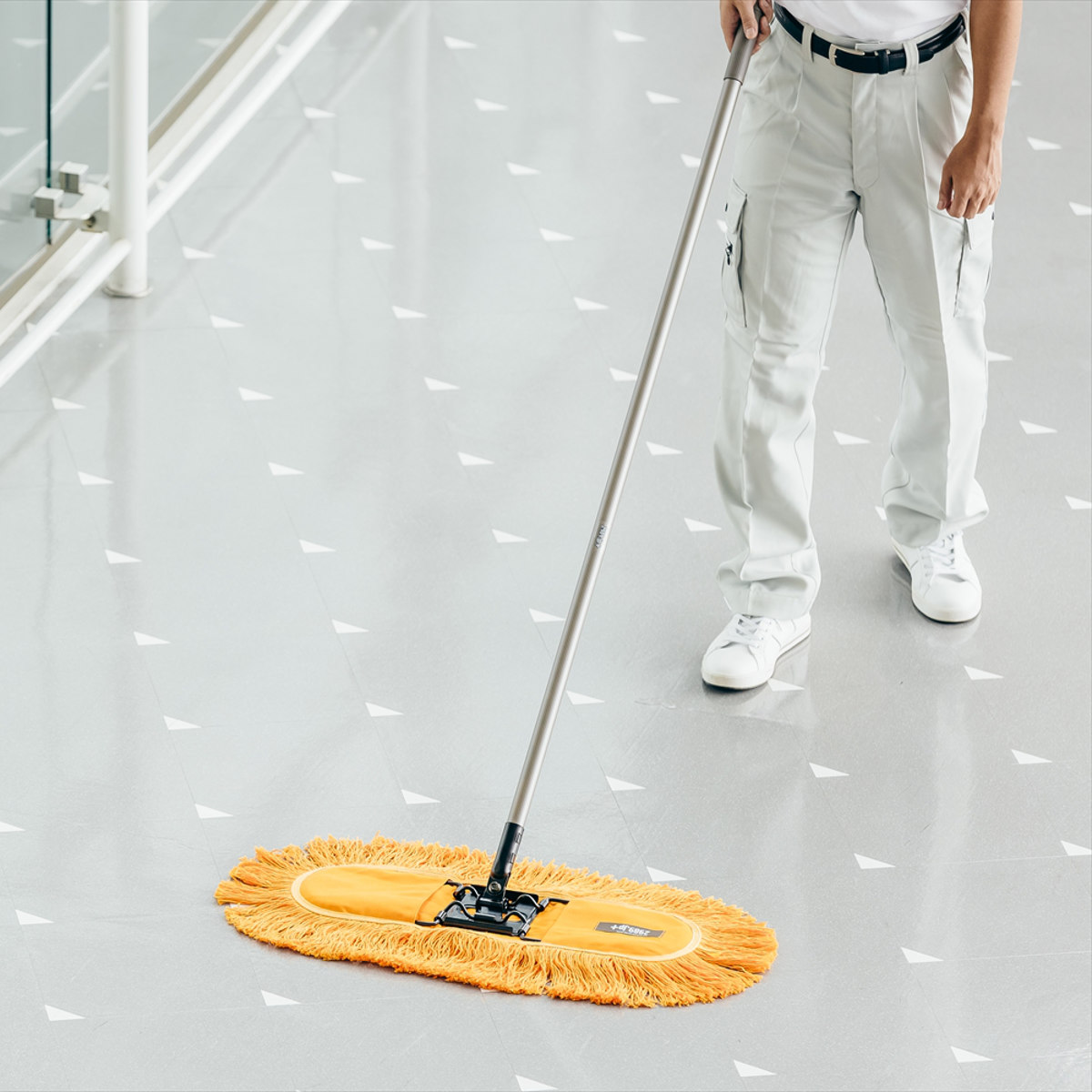 モップ 3個セット 幅110cm CR-90 床掃除 フイトルモップ （ 掃除 フローリング 清掃用品 業務用 化学モップ 大きい 黄 フロアモップ ）