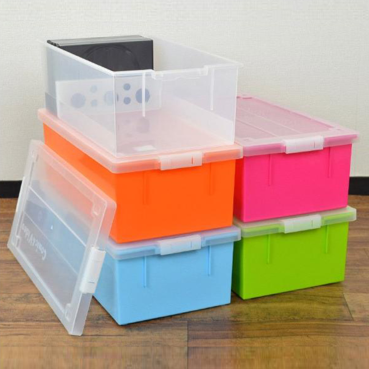 DVD・コミック・ビデオケース バックル式 収納ケース 幅23.3×奥行44.5×高さ14.8cm （ 収納ボックス メディア収納 ボックス ケース フタ付き 収納 日本製 ）