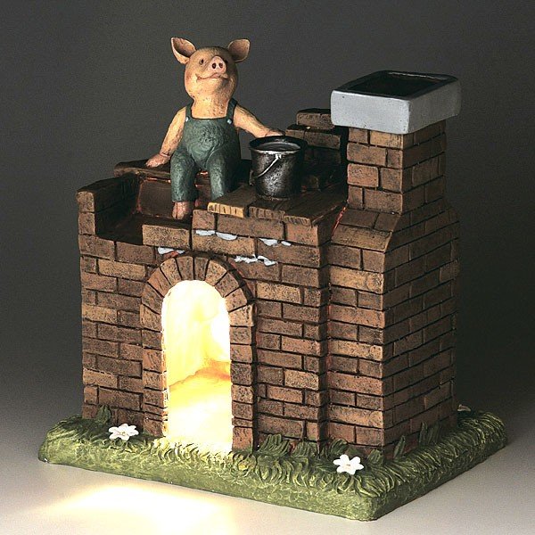 三匹のこぶた☆レンガのお家 ガーデンオーナメント ソーラーライト 3匹のこぶた レンガの家