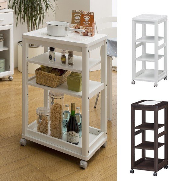 キャスター付きキッチンワゴン　新品　ブラウン　タイル天板付き Amazon.co.jp: キッチンワゴン タイル 天板 カントリー キッチン