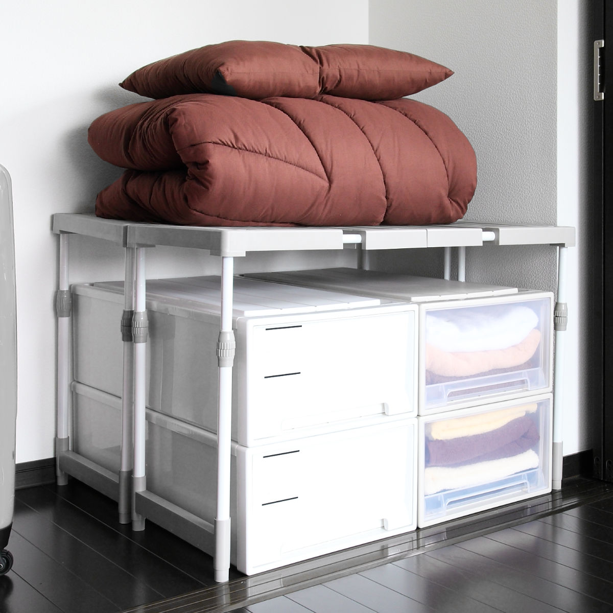 天馬 押入れ 整理棚 2台入り 幅76〜93×奥行37×高さ48〜80cm ピタッ！と