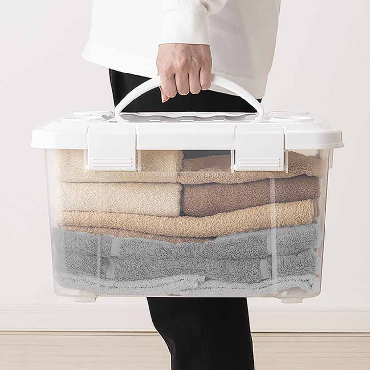 天馬 収納ボックス 幅42×奥行31×高さ25cm フタ付き 持ち手付き