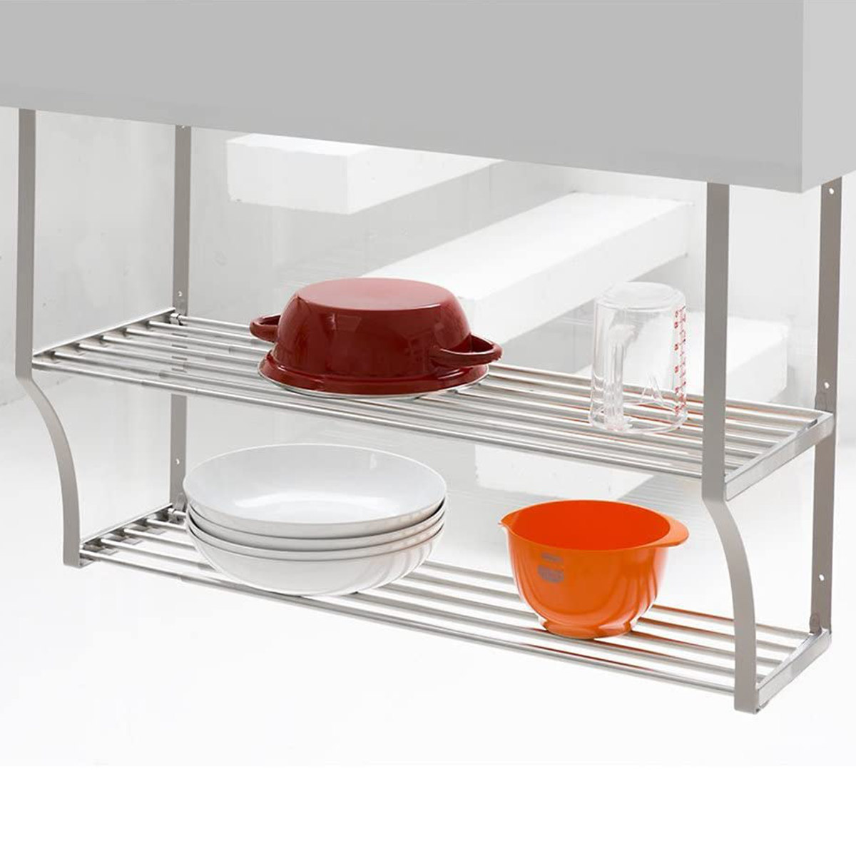 吊戸棚下収納 吊り戸下収納 伸縮式 ねじ止めタイプ 幅60〜90cm 2段