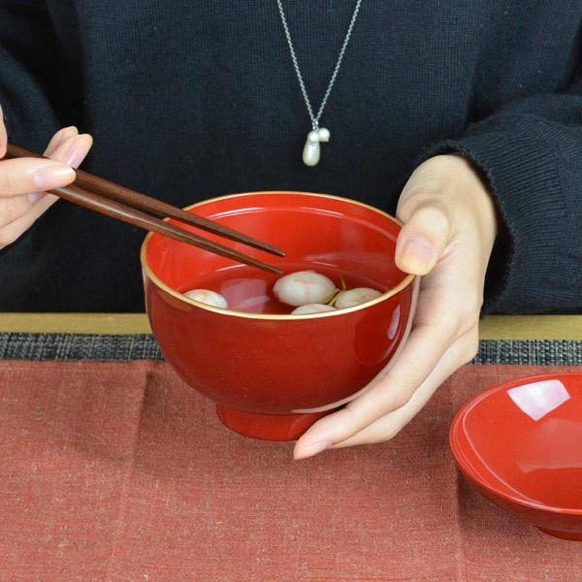 吸物椀 溜渕金 食洗機対応 プラスチック製 ふ...の詳細画像3