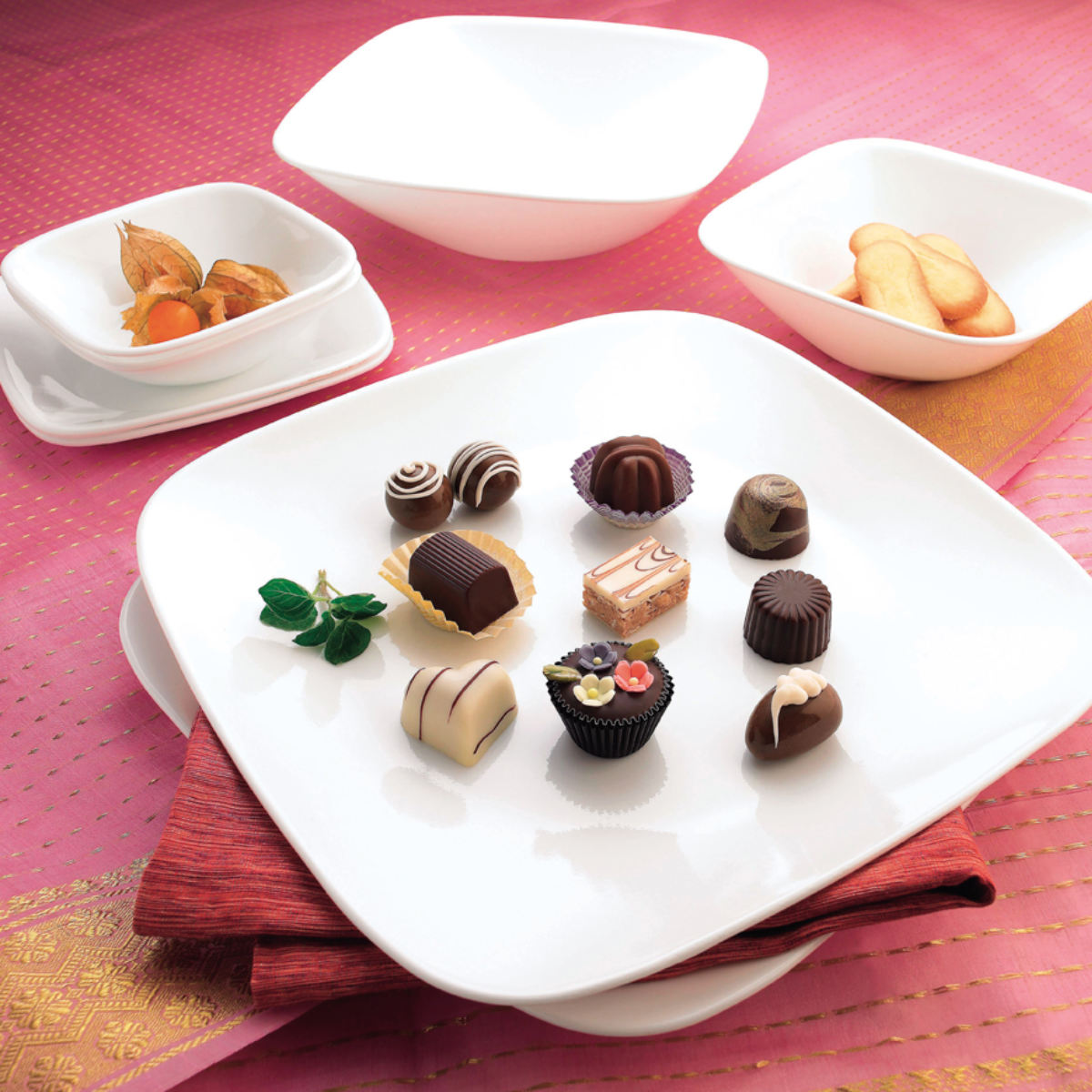 コレール　プロヴァンスガーデン　スクエア皿　5枚セット パール金属 プレート 26.5cm CORELLE コレール スクエア 角皿