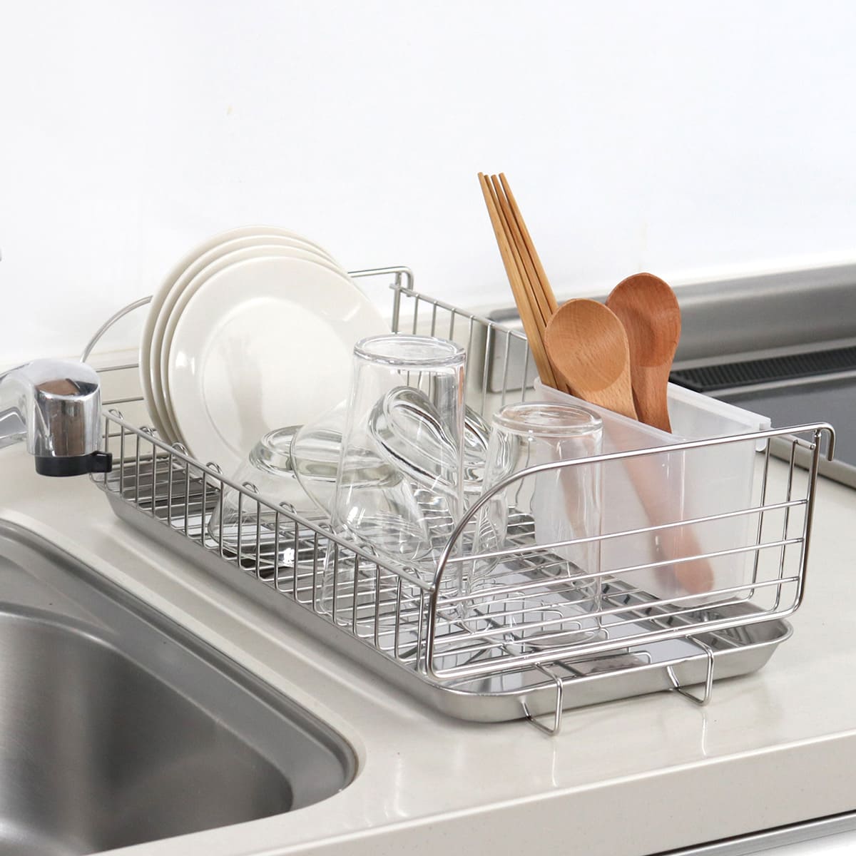 ヨシカワ 水切りラック バスケットが外せる突っ張り水切り