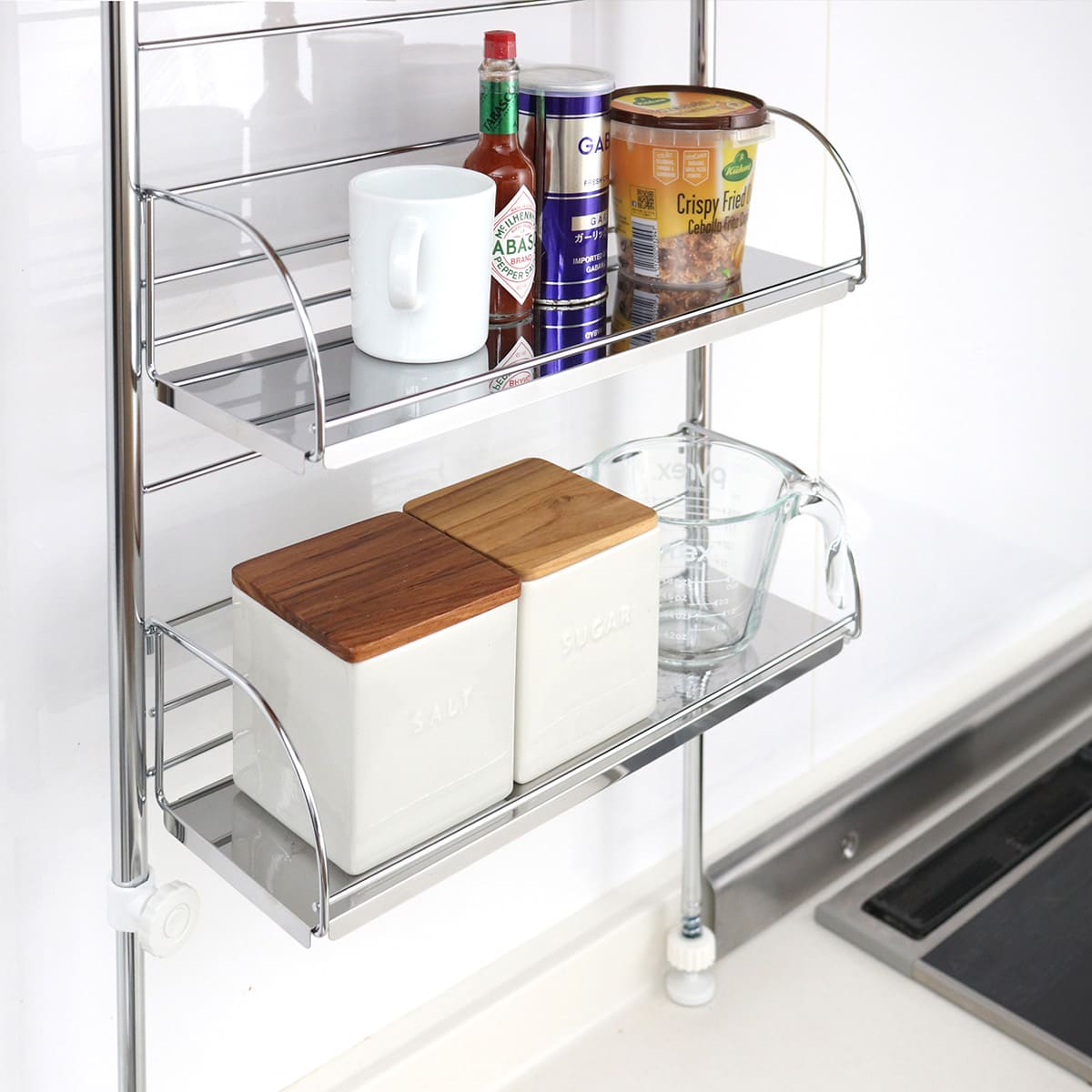 ヨシカワ 調味料ラック 突っ張り スパイスラック 3段 幅40cm （ 日本製