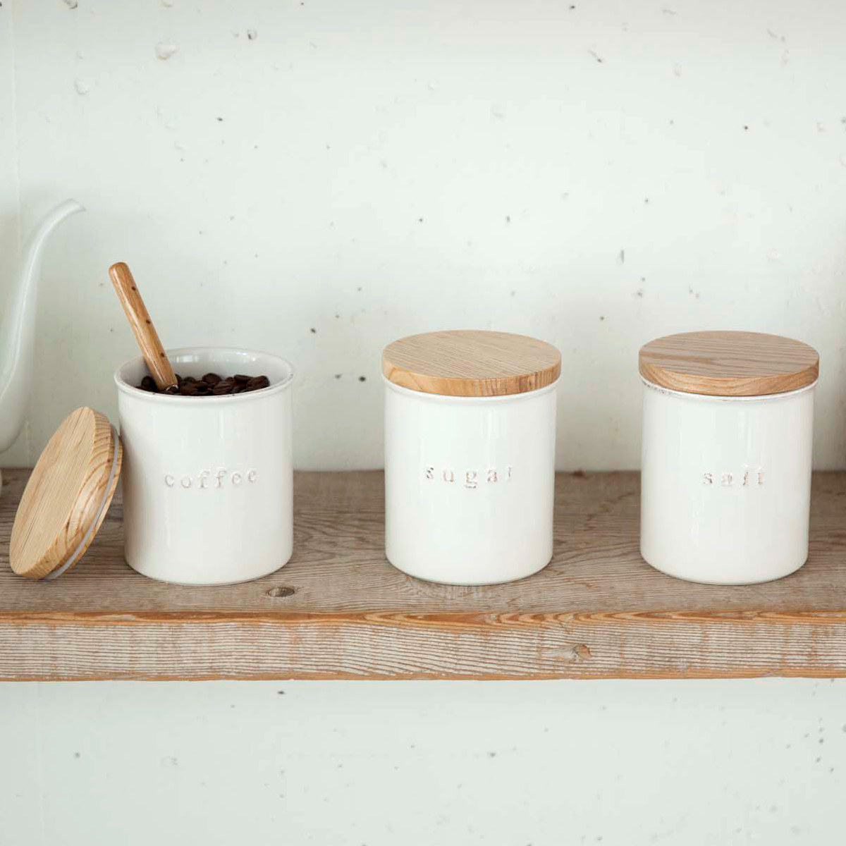 白い陶器　調味料入れ tosca（山崎実業） 山崎実業 tosca 陶器キャニスター トスカ ホワイト