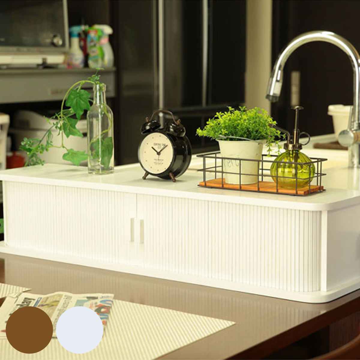 OSMAC カウンター上収納 ジャバラ式キッチンカウンター上収納庫 幅90cm