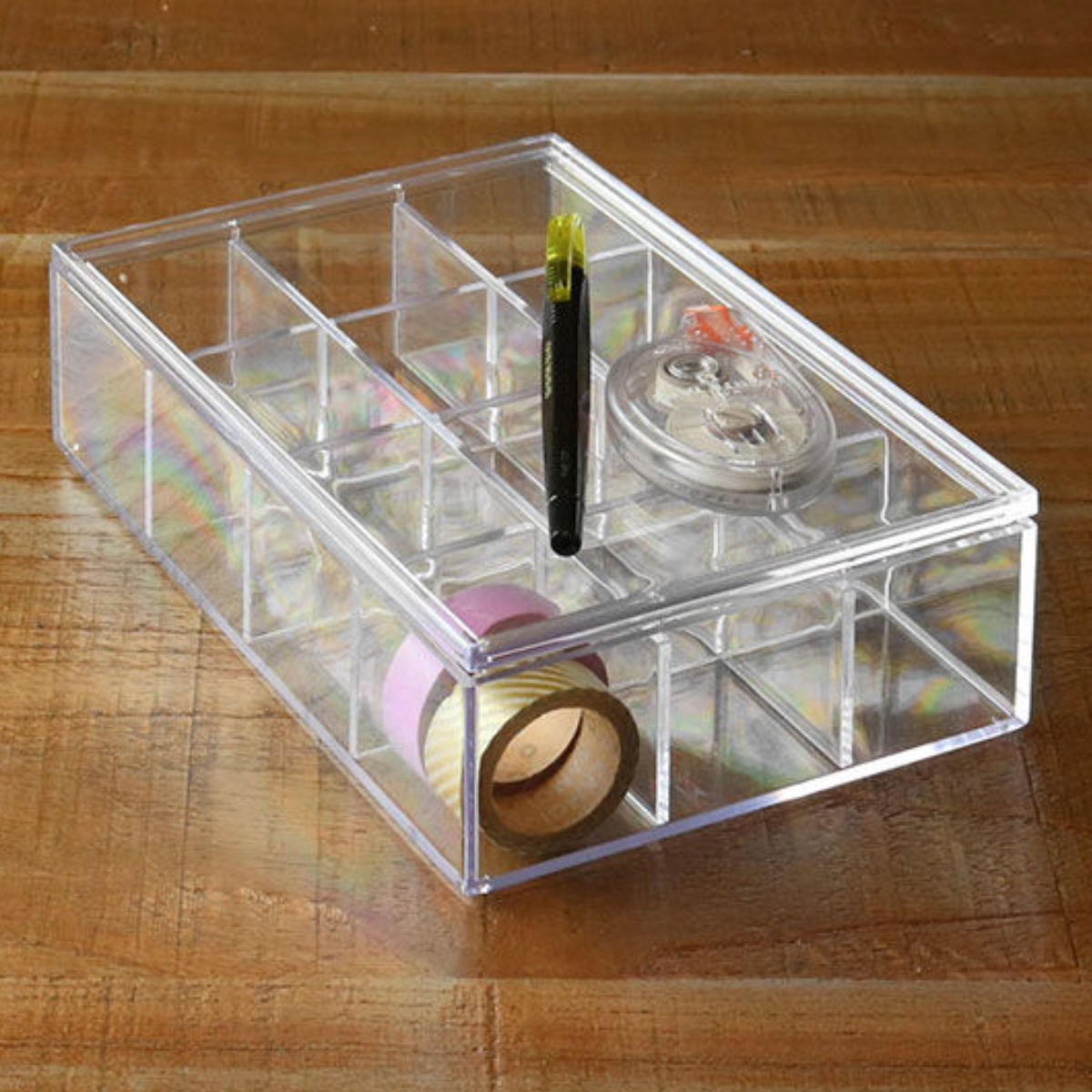 コレクションケース クリア ふた付き 12分割 S 透明 収納 デスコ