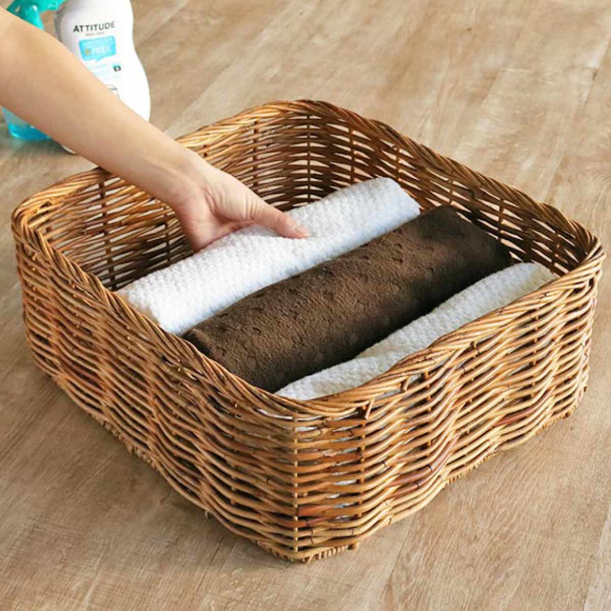ちどり産業 バスケット アラログ 収納 幅45×奥行40×高さ17cm ラタン 籐