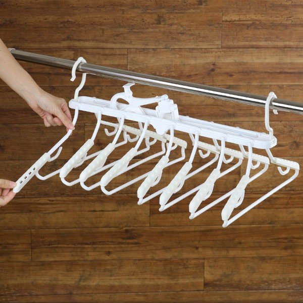 洗濯ハンガー スーパードライハンガー 8連 N-style （ 連結ハンガー 8連ハンガー 洗濯 折り畳み フック付き 折りたたみ スライド式 ）