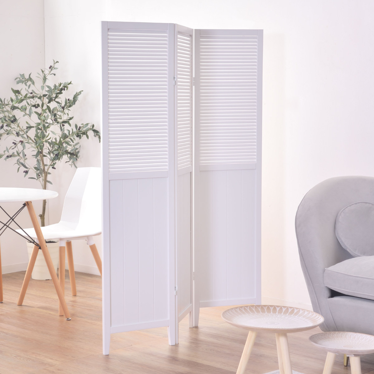 東谷 スクリーン パーテーション 3連 衝立 天然木 ナチュラル