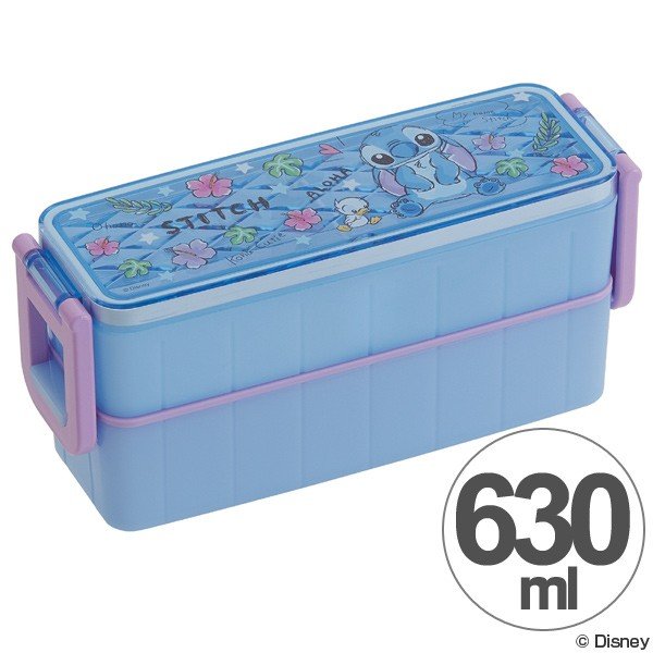 スティッチ　フェイス　顔 お弁当箱 プラスチック製　Disney レア Disney（ディズニー） お弁当箱 2段 スティッチ グラフィティ ダイヤ