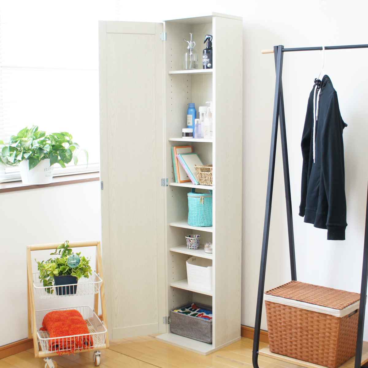 ボックスミラー ミラー付き収納棚 （ ミラー 鏡 収納棚