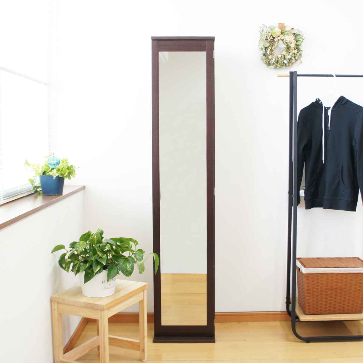 ボックスミラー ミラー付き収納棚 （ ミラー 鏡 収納棚