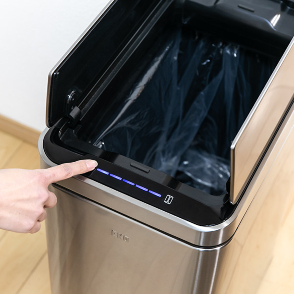 EKO ゴミ箱 30L デラックスファントム センサービン ステンレス （ イーケーオー ごみ箱 30リットル 奥行25 自動開閉 自動 ふた付き 分別 角型 センサー ）_14