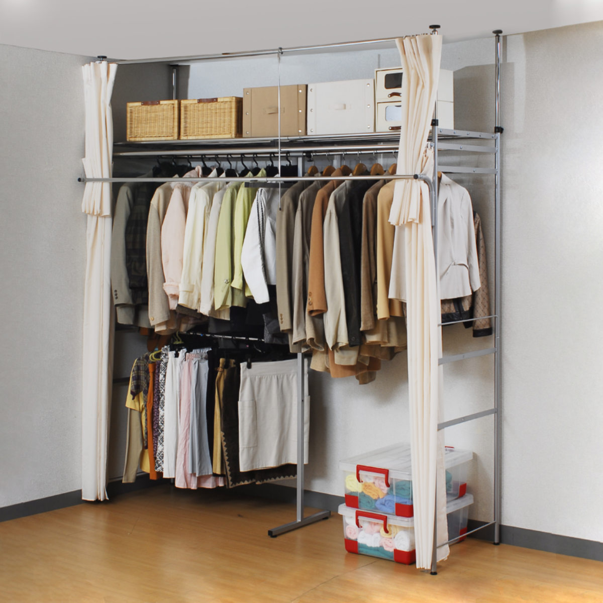 突っ張り クローゼット ハンガーラック SK フロントハンガー・カーテン