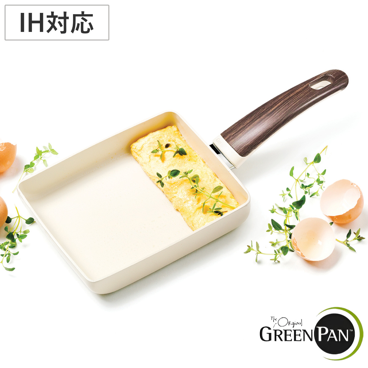GREEN PAN グリーンパン 卵焼き器 WOOD-BE ウッドビー ダイヤモンド粒子配合 エッグパン IH対応