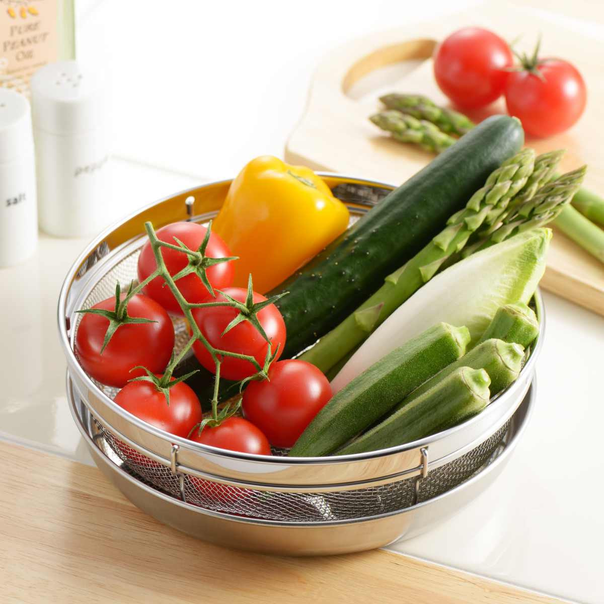 ヨシカワ ザル＆トレー2点セット 19cm 食道楽 盆ザル＆トレーセット