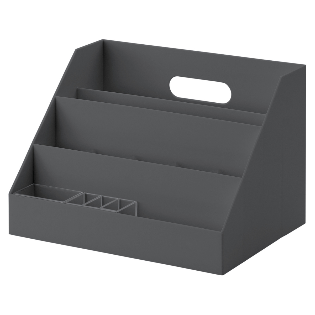 卓上整理ボックス A4 縦 モノトーン MX-02 （ 収納 小物 小物入れ ペン立て プラスチック 仕切り付き 小物ボックス付き 卓上収納 デスク収納 文房具 ）｜interior-palette｜02