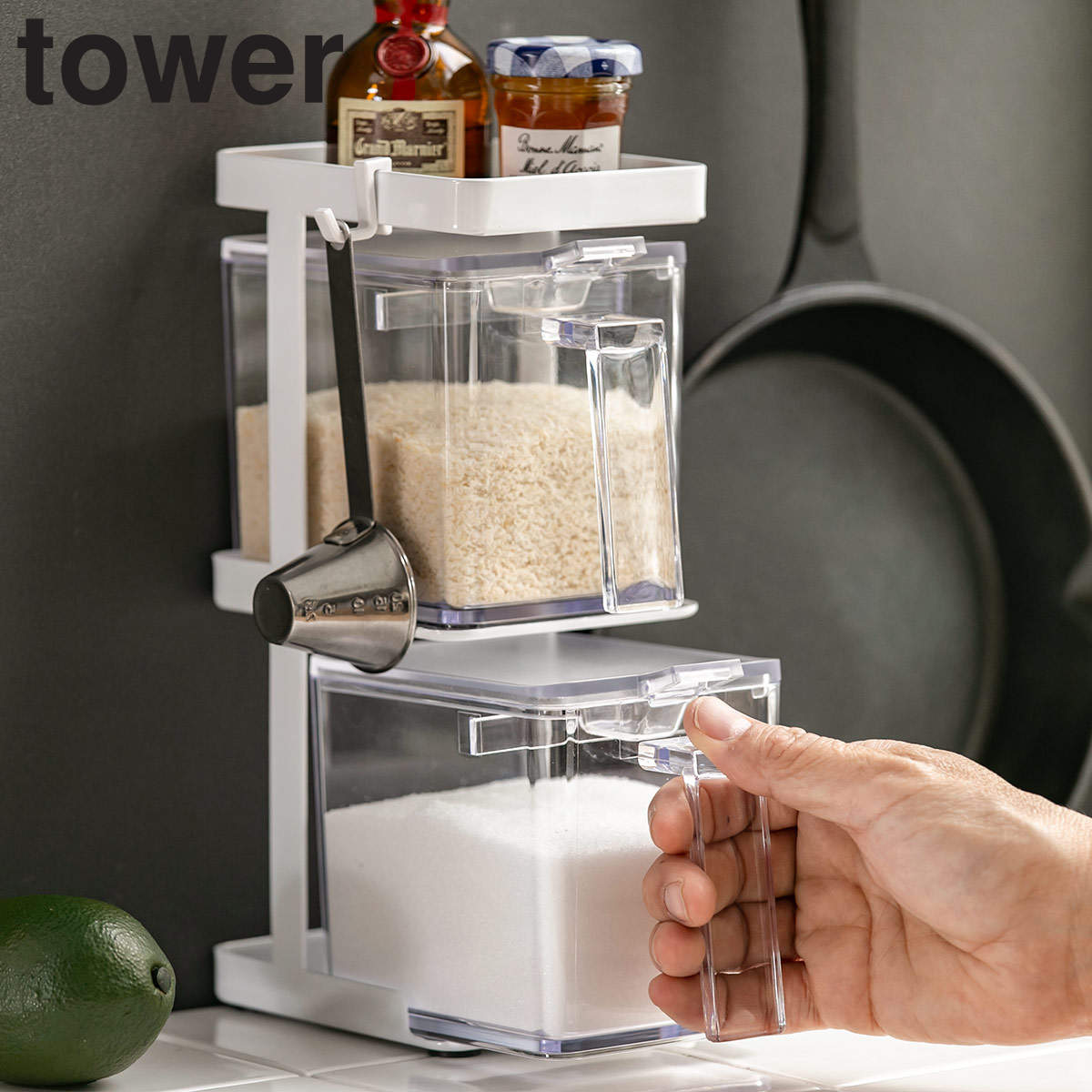 tower 調味料ストッカー2個＆ラック3段セット スリム タワー