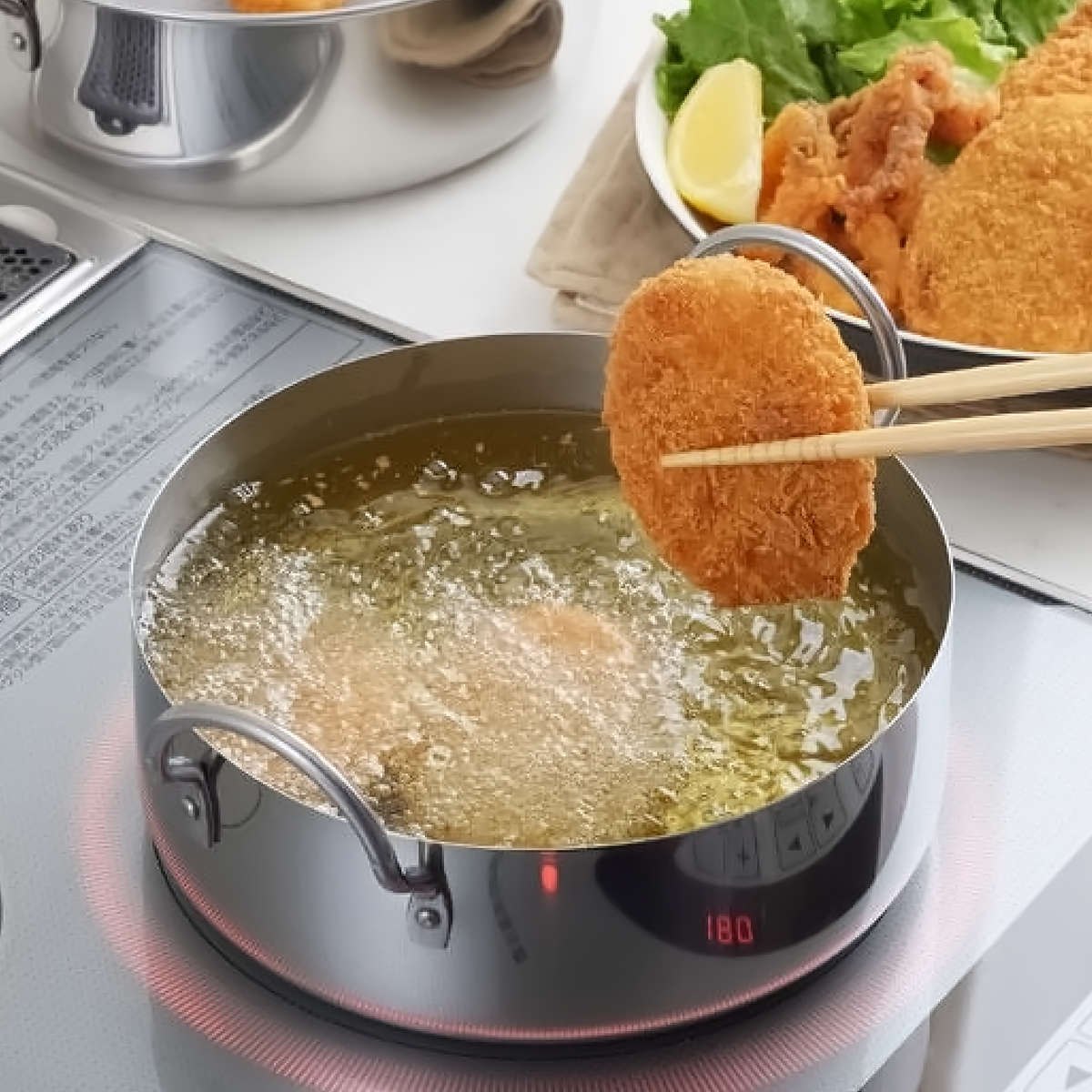 アーネスト（Arnest） 天ぷら鍋 20cm IH対応 取っ手も場所を取らない油