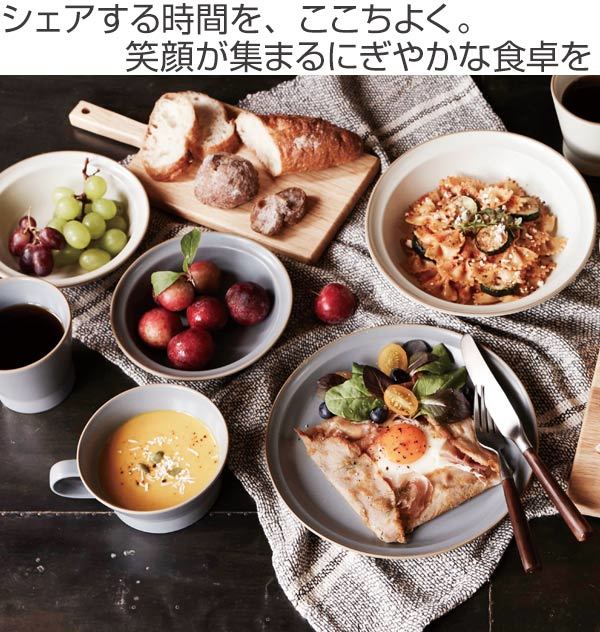 プレート 22cm L エッジライン 陶器 食器 同色5枚セット （ 食洗機対応