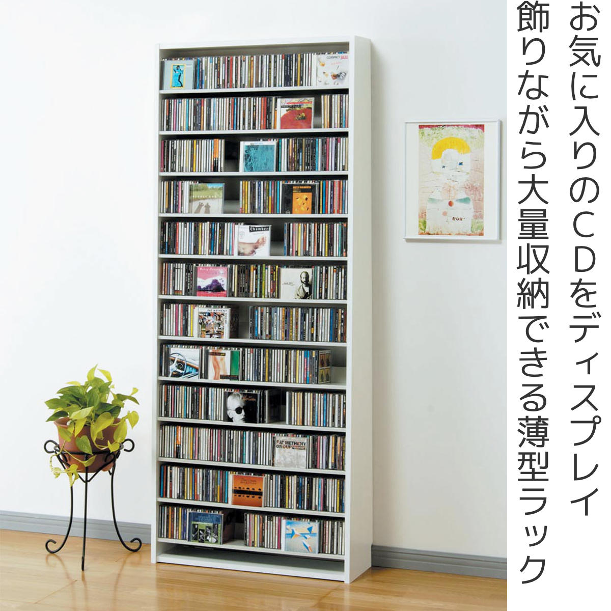CDラック 幅80cm 12段 大量収納ストッカー （ ラック 棚 収納 ディスプレイラック ）_4
