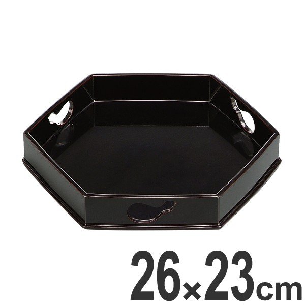 盛器 木製 8.5寸 六角胴張流 ひさご透 溜漆 漆塗 盛皿 越前漆器 盛込台 盛皿 盛り皿 皿 食器 業務用 （ お皿 天皿 八寸 盆 付出皿 前菜皿 器 うつわ 和食器 ）