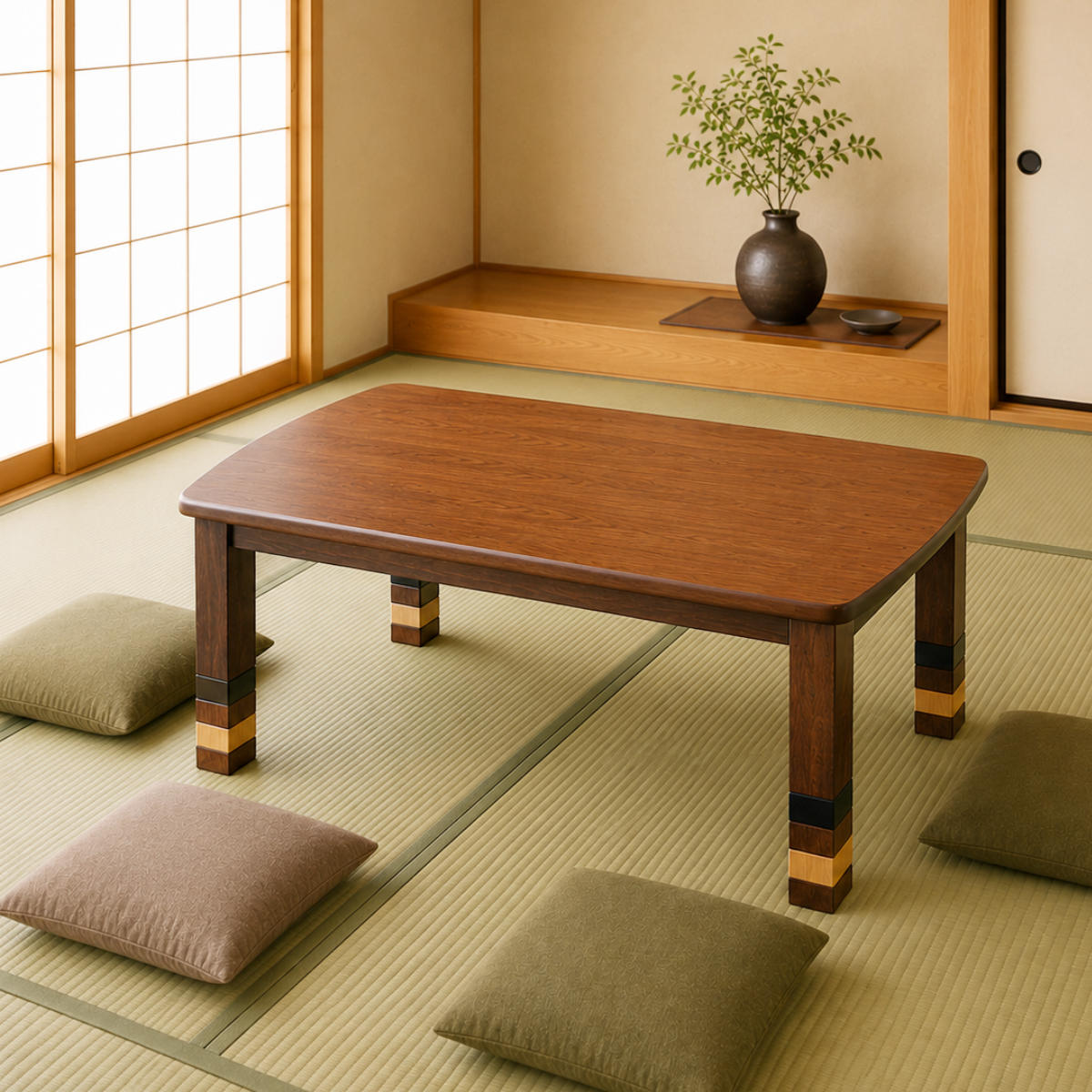 座卓 幅120cm 継ぎ脚付き 突板仕上げ ブルック 家具調こたつ 日本製