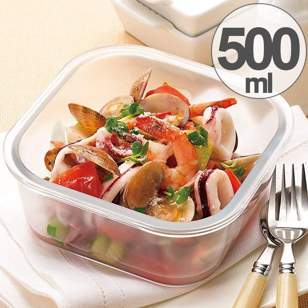 セラベイク 耐熱ガラス スクエアロースター M 蓋付き 500ml （ Cera