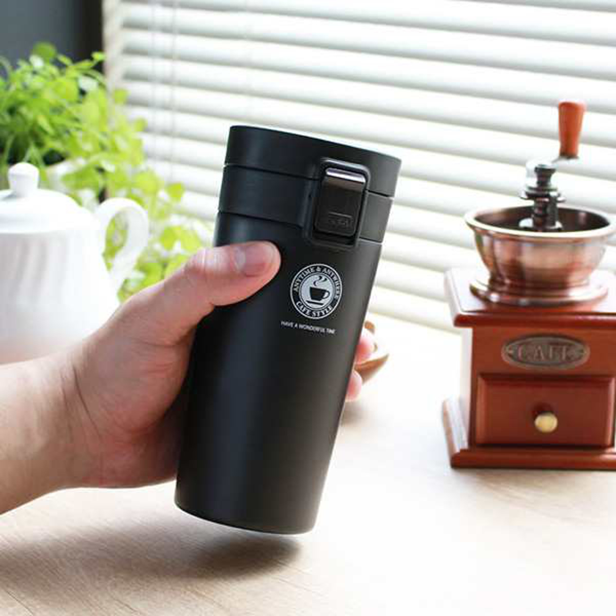 アスベル（ASVEL） 水筒 370ml ステンレス ワンタッチ 真空断熱携帯