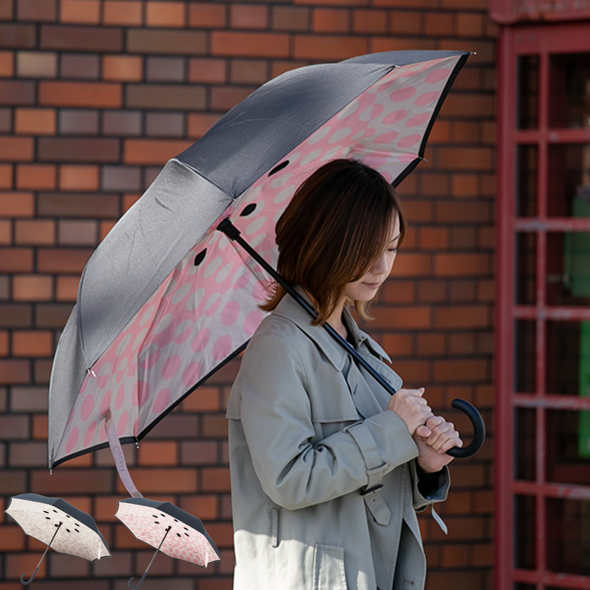 傘 晴雨兼用 逆さに開く2重傘 circus Dot サーカス 長傘 二重傘
