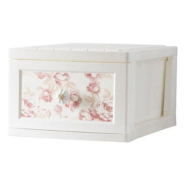 収納ボックス ドレスチェンジチェスト 1段 同柄4個組 アンティーク系