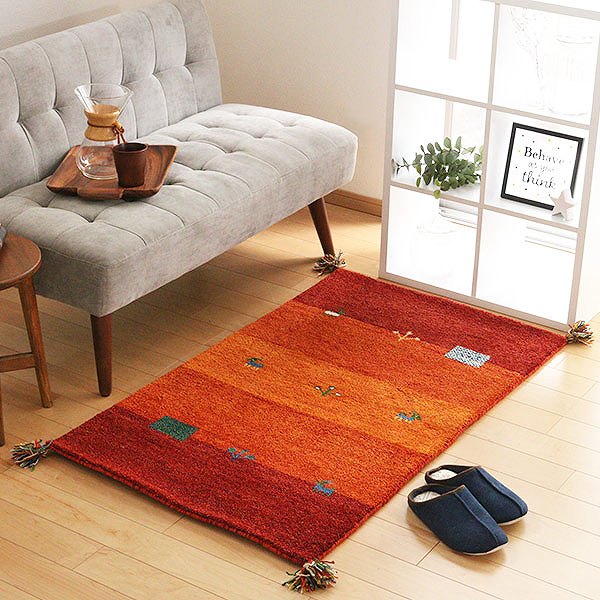 ラグ ラグマット 70×120cm 手織り マット ギャッベ 玄関マット D16