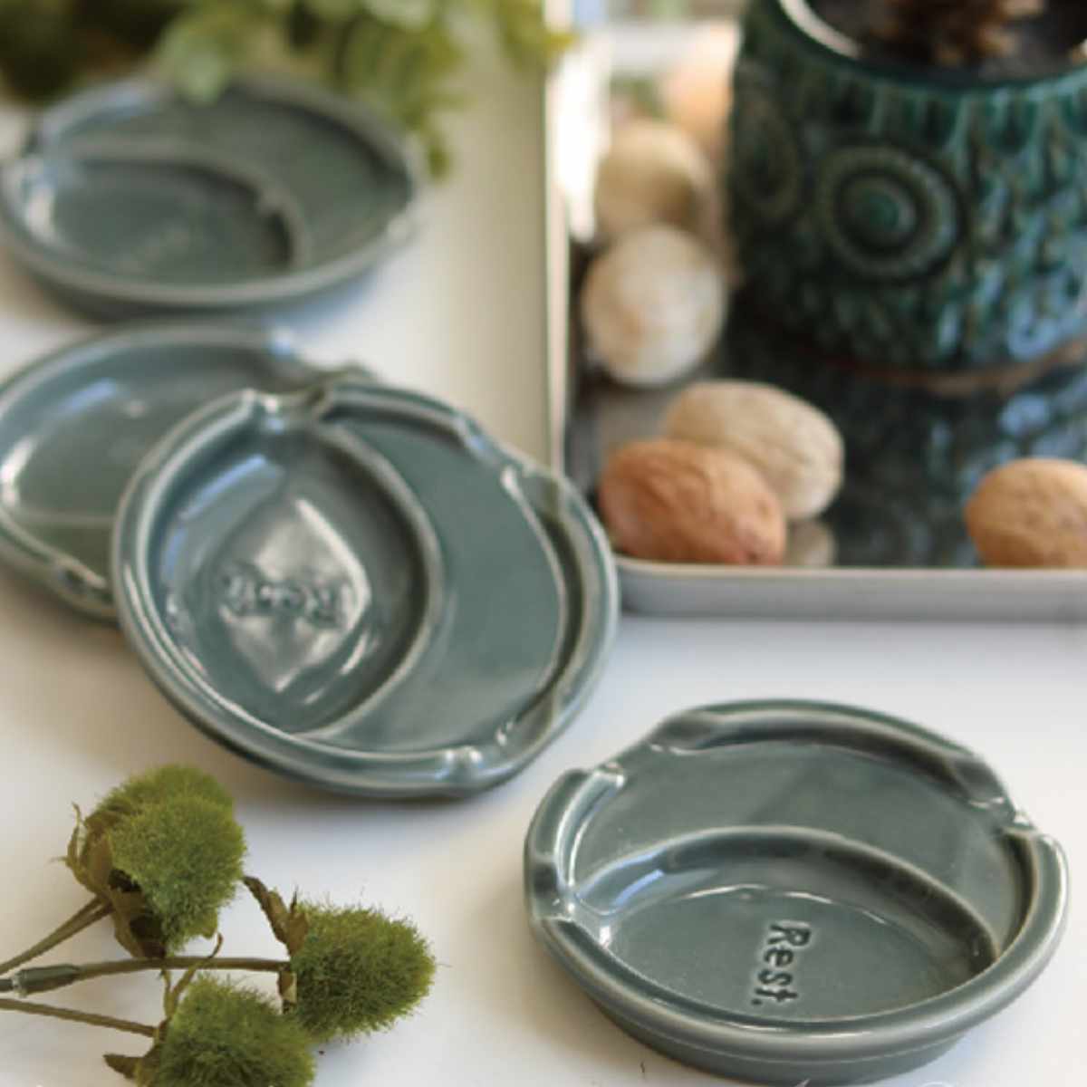 箸置き 小皿 8cm 箸休め くすみカラー 磁器 （ 食洗機対応 電子レンジ