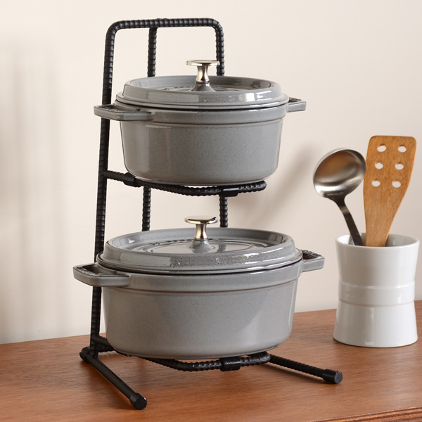 鍋スタンド 2段 BOW パンラック 鉄筋製 （ 鍋収納 アイアンラック 鍋