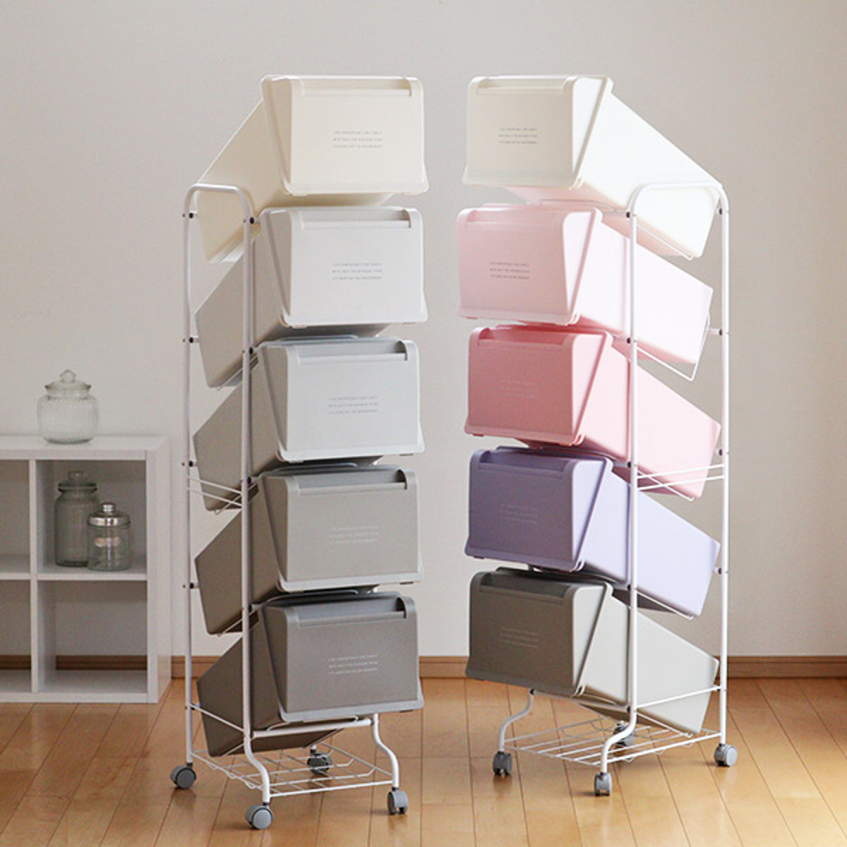 中古　ゴミ箱 分別 縦型 21L×5段 キャスター付きコンテナスタイル5 ダストボックス 5分別 ペールワゴン RISU（リス） ゴミ箱 分別 縦型 21L×5段 キャスター付きコンテナ