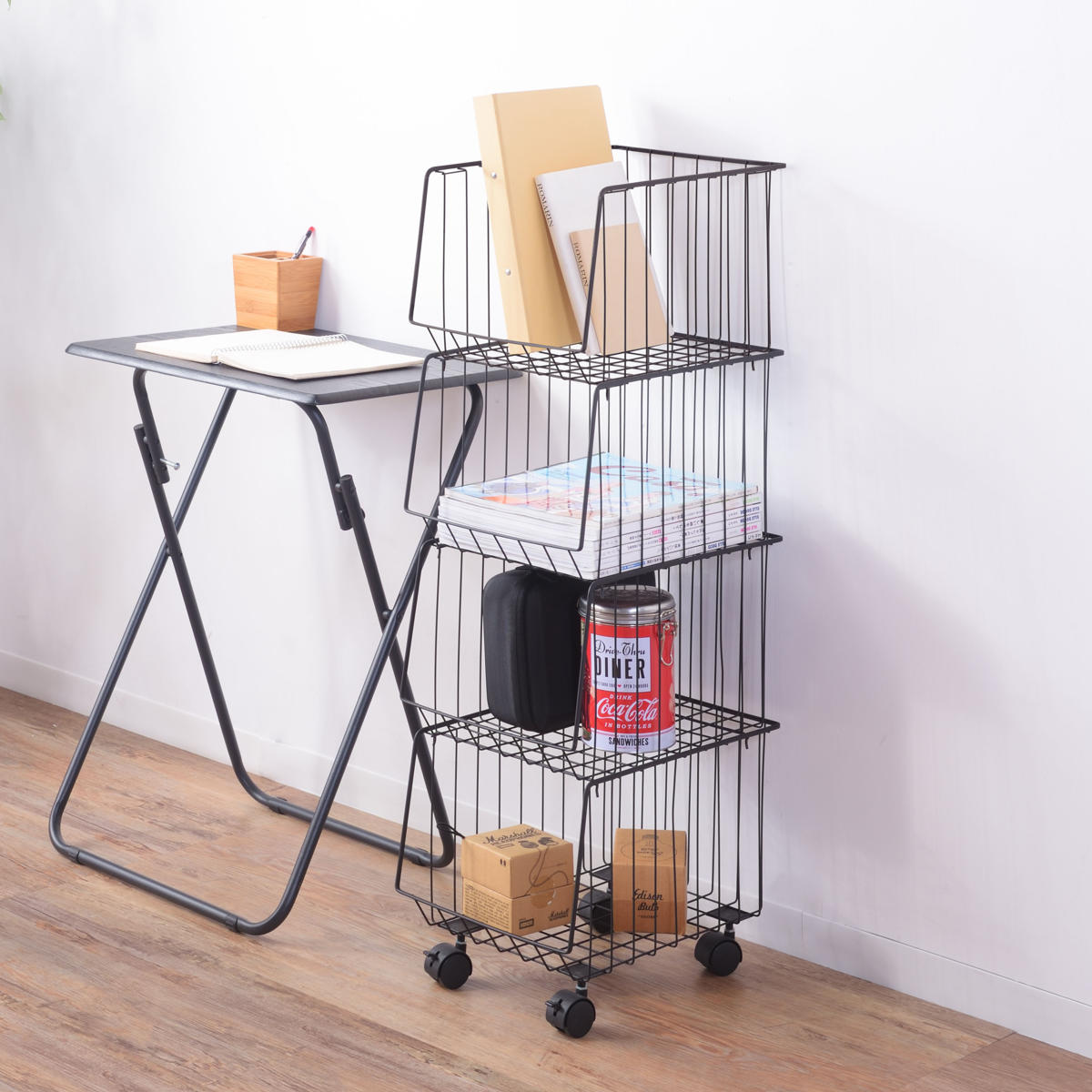 スタッキングワゴン 幅26.5cm 4段 ストッカー キャスター付