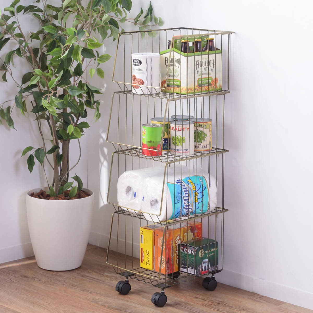 スタッキングワゴン 幅26.5cm 4段 ストッカー キャスター付