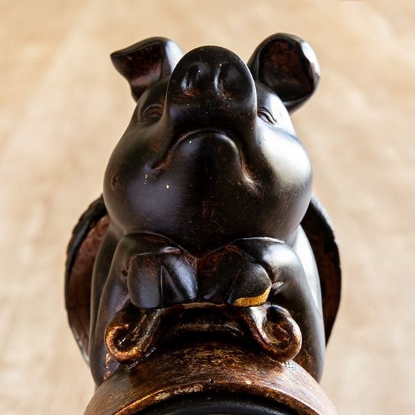 置き時計 ぶたのオブジェ時計 アナログ アンティーク （ 置時計 時計