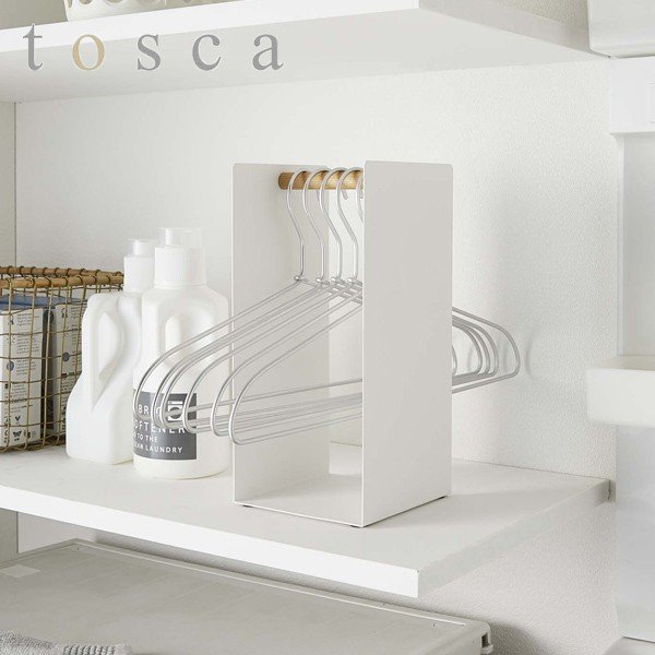 山崎実業 tosca ハンガー収納ラック トスカ ホワイト （ 4903208041546 ハンガー 洗濯ハンガー 収納 ランドリー ランドリー収納 ラック 洗面所 洗濯機上 ）